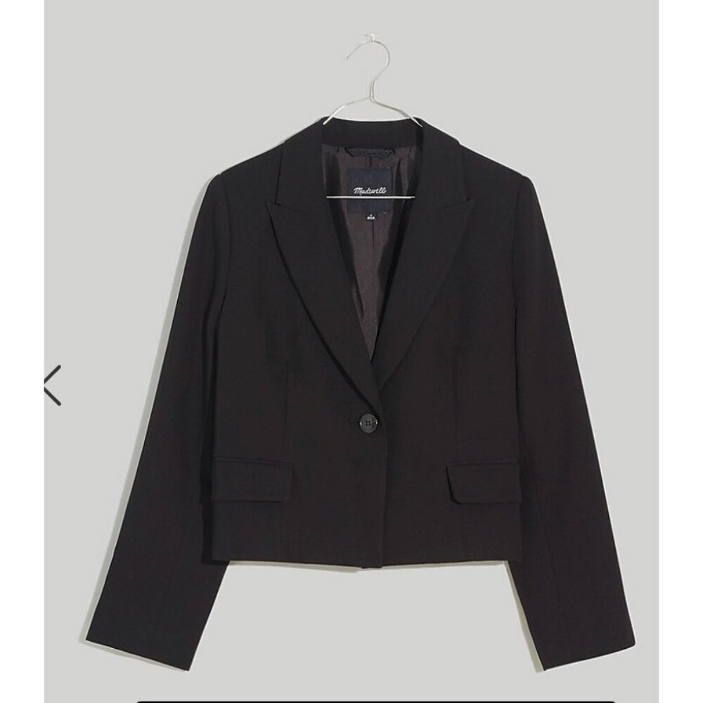 Madewell $178 Cropped Tuxedo Blazer in Black Size S NH851